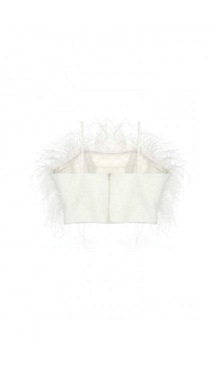 Ostrich Feather Crop Top