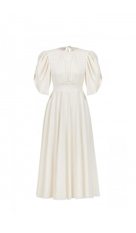 Drawstring Detailed Poplin Mid-Length Dress
