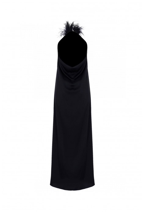 Ostrich Feather Silk Slip Maxi Dress