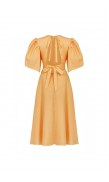 Drawstring  Detailed Linen Mid-Length Dress