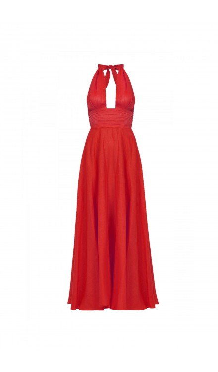 Linen Draped Maxi Dress