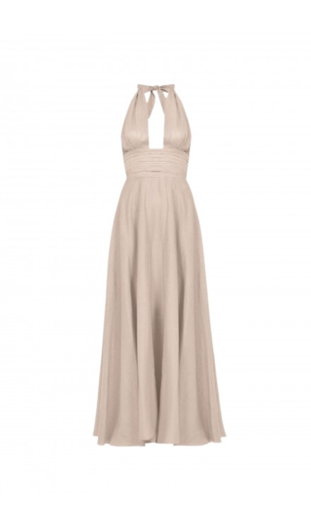 Linen Draped Maxi Dress
