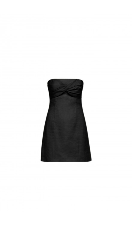 Draped Strapless Mini Linen Dress