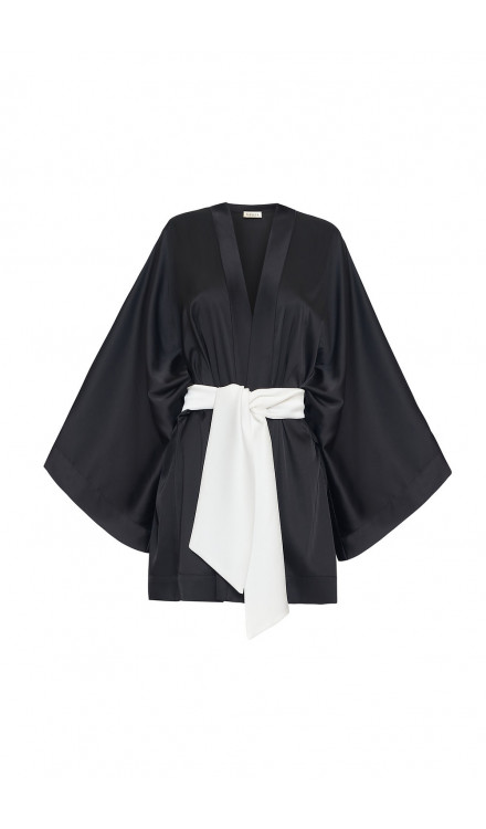 Kimono Style Silk Top with Belt