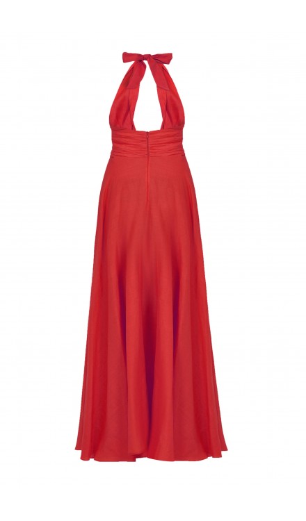 Linen Draped Maxi Dress
